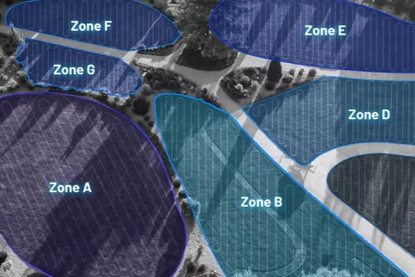 Robotická sekačka Mammotion LUBA 3 AWD 1500 - správa zón v aplikaci