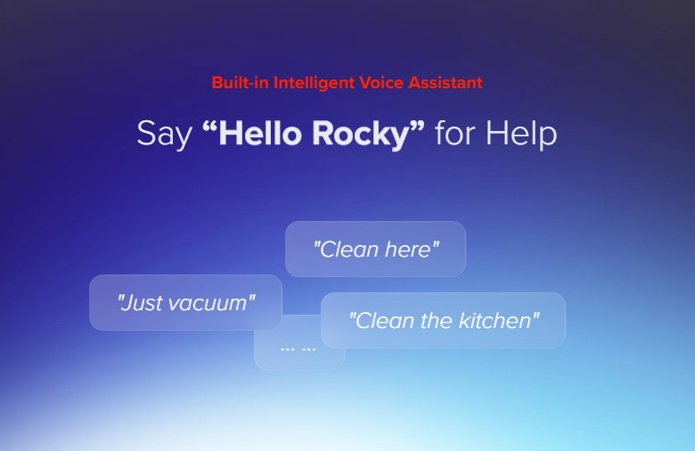 Roborock Qrevo Curv 2 Pro - Hlasové ovládání Hello Rocky